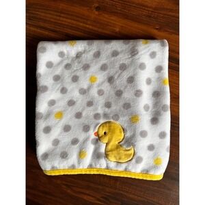 Just One You Carter's Baby Blanket Yellow Duck Gray Polka Dot Plush 40 x 30